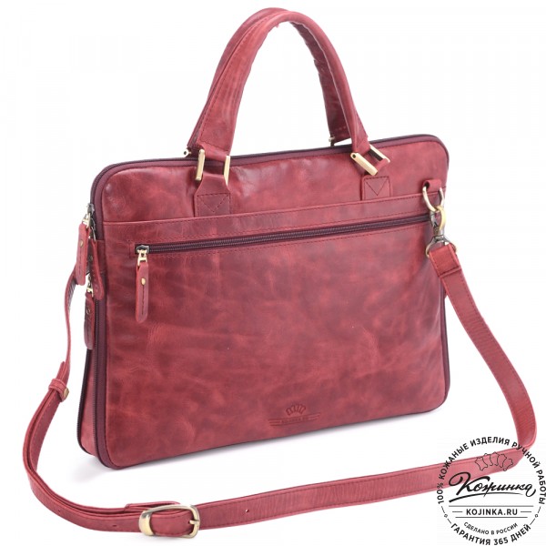 Кожаная деловая сумка "Ральф" (бордо антик) . фото 1